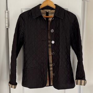 Burberry Brit Quilted Jacket with Black and Beige Plaid